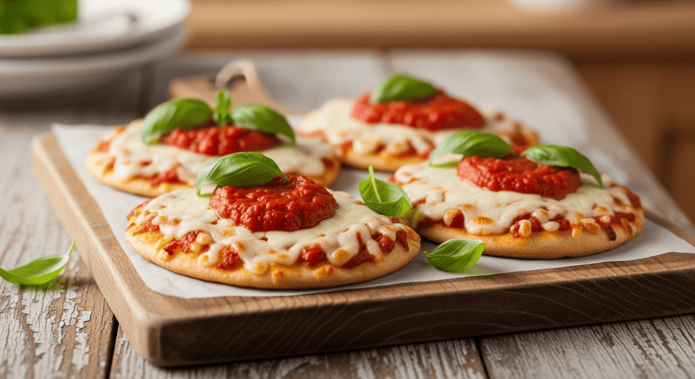 Easy Lasagna Flatbreads: Quick Weeknight Dinner Recipe A close-up of delicious easy lasagna flatbreads fresh from the oven, topped with bubbly mozzarella and served on a rustic board with fresh basil.