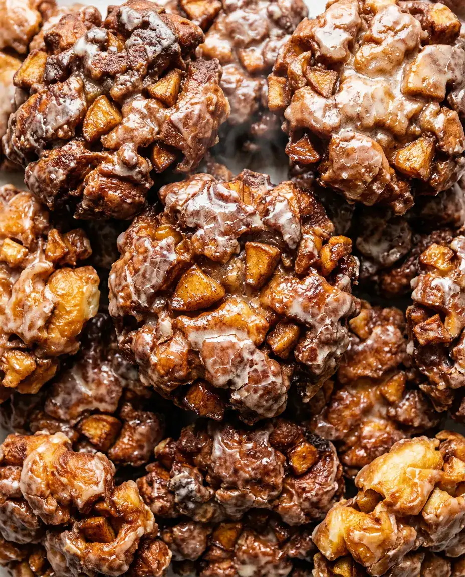 Baked Apple Fritters With Sweet Vanilla Glaze Fresh baked apple fritters with glossy vanilla glaze, crisp golden edges, and cinnamon apple chunks